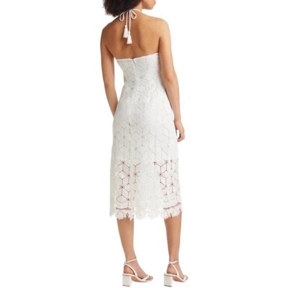 White Lace Halter Midi Dress Small NWT Bridal Shower Wedding Guest - Picture 2 of 8